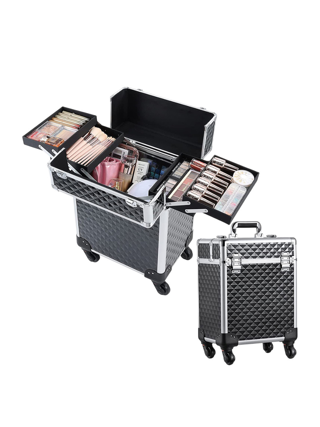 NFI essentials Grey Textured Makeup Box Vanity Case