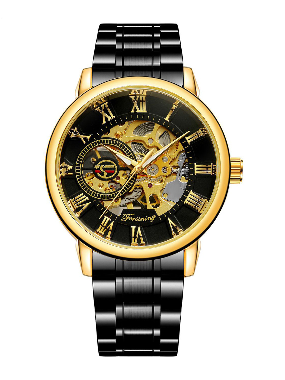 FORSINING Men Skeleton Mechanical Watch - Steampunk Style, Transparent Dial Wristwatch