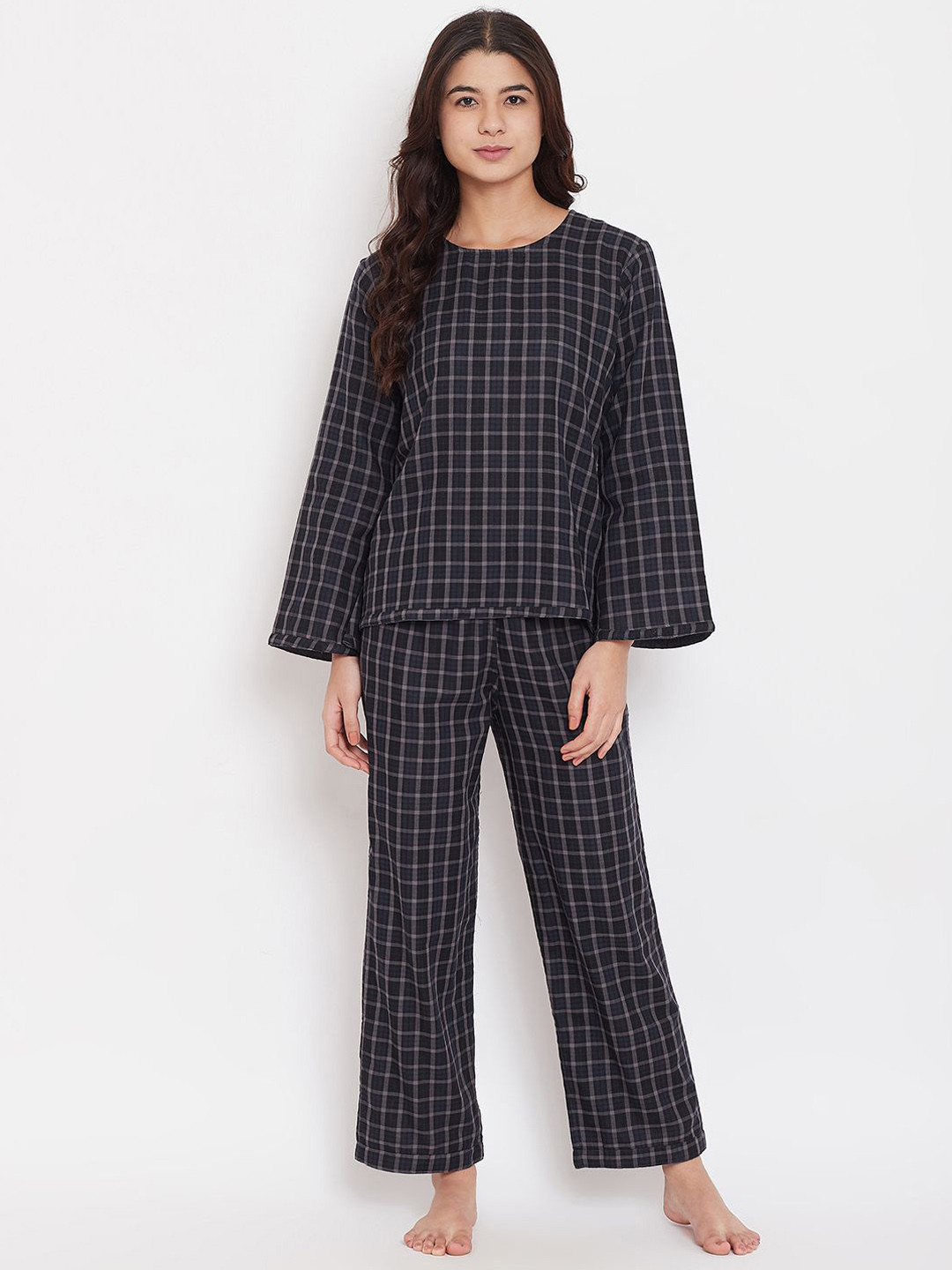 The Kaftan Company Women Checked Night suit