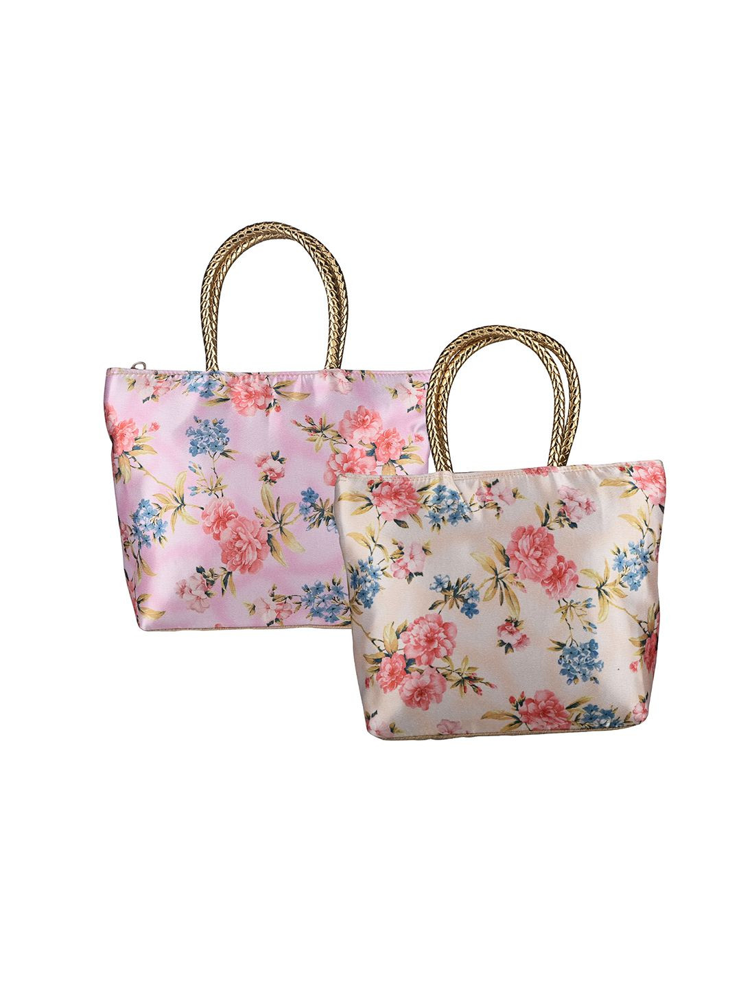 Kuber Industries Unisex Pack of 2 Floral Shopper Tote Bags