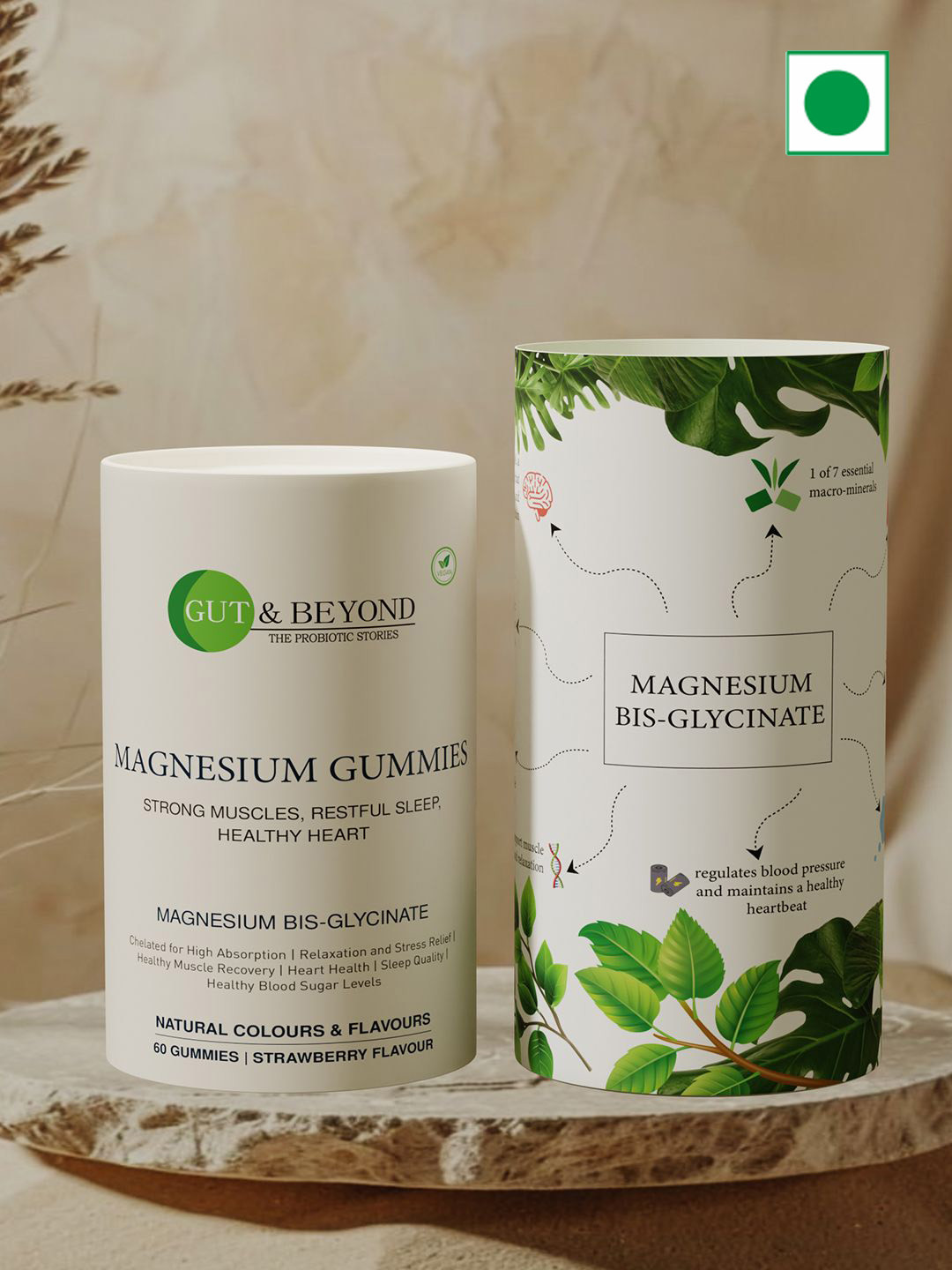 GUT & BEYOND Magnesium Glycinate Gummies- 60 gummies- Strawberry Flavor