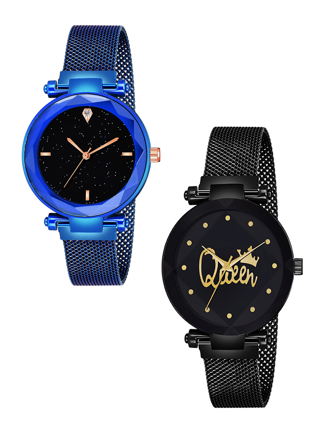 CSAMON Women Set Of 2 Embellished Dial & Stainless Steel Analogue Watches
