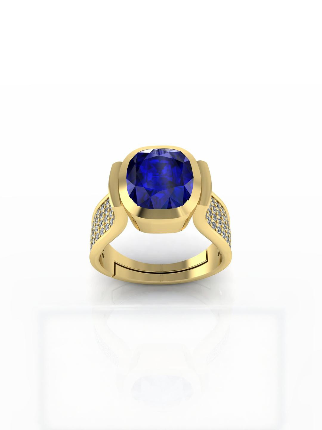 9.25 Ratti Certified Original Blue Sapphire Ring Panchdhatu Adjustable Neelam Ring