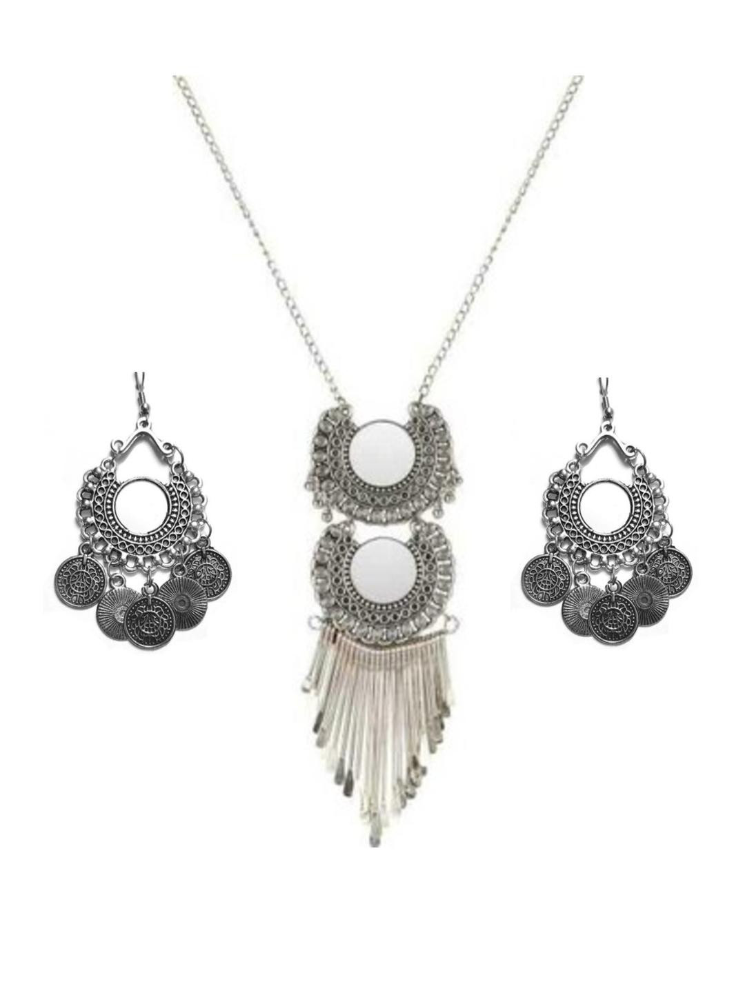 ZURIKRISHA Silver-Plated Oxidized Alloy Jewellery Set
