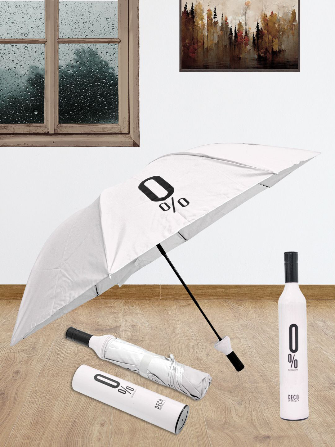 FABINALIV White Manual 3 Fold Umbrellas