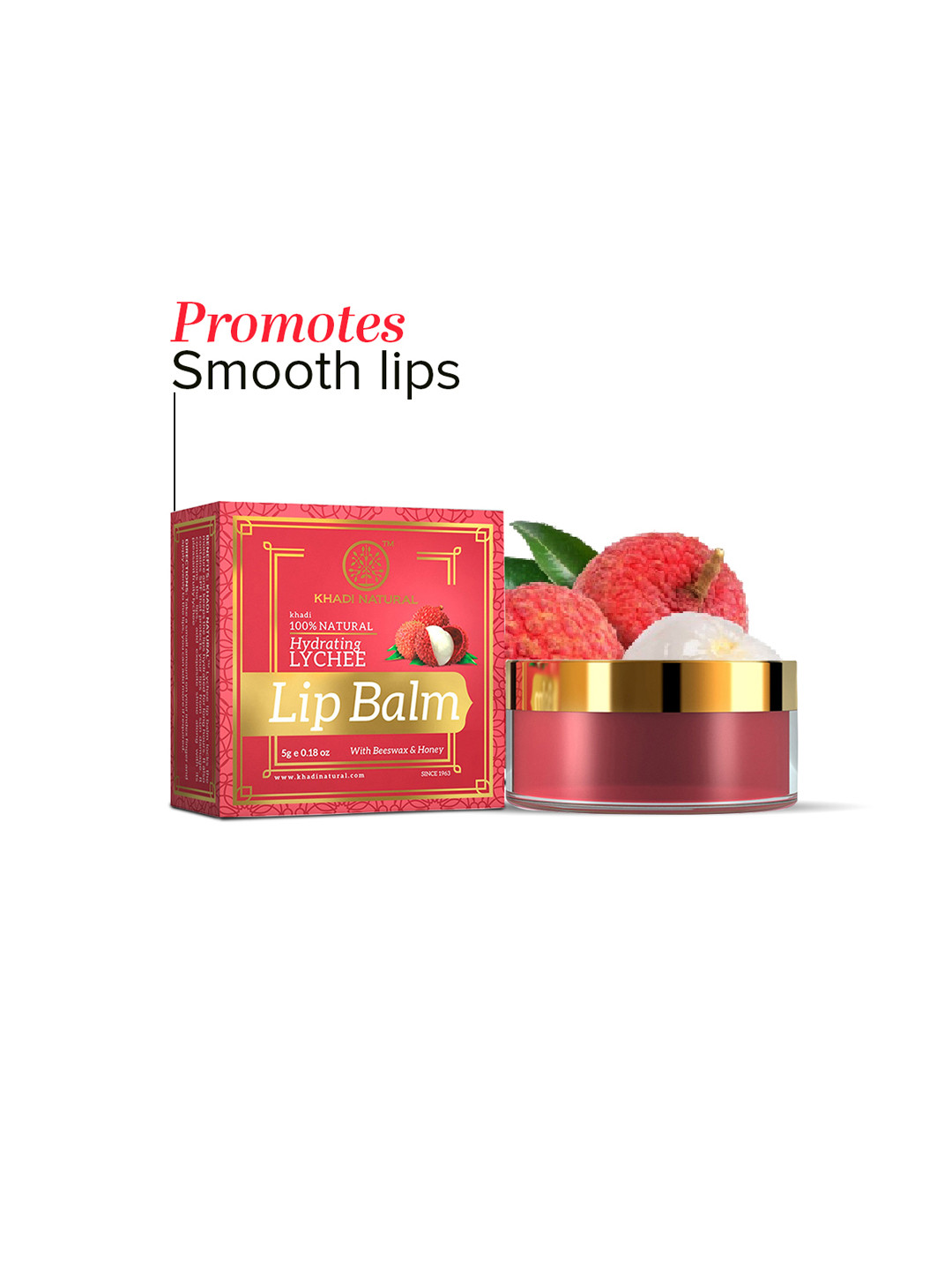 Khadi Natural Lychee Lip Balm With Hydrating Formula - 5 g