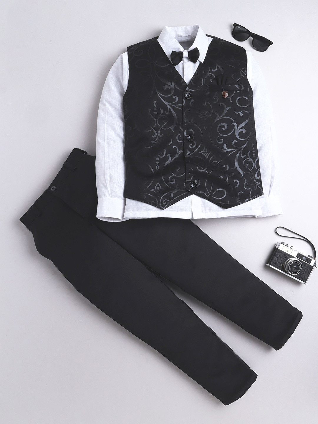 BAESD Boys Self Design Single-Breasted Three Piece Party Suit