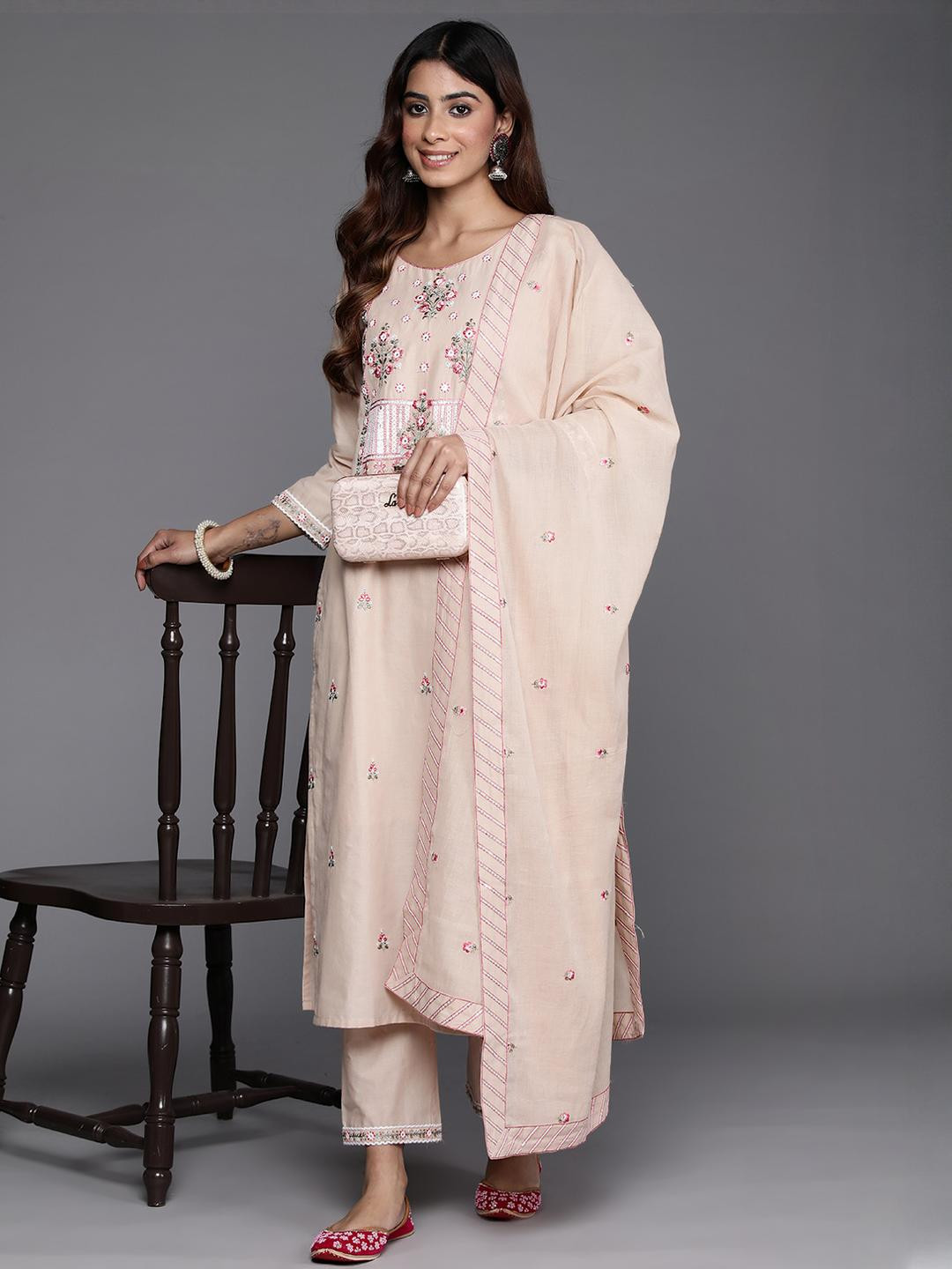 KSUT Beige Pure Cotton Kurta Sets