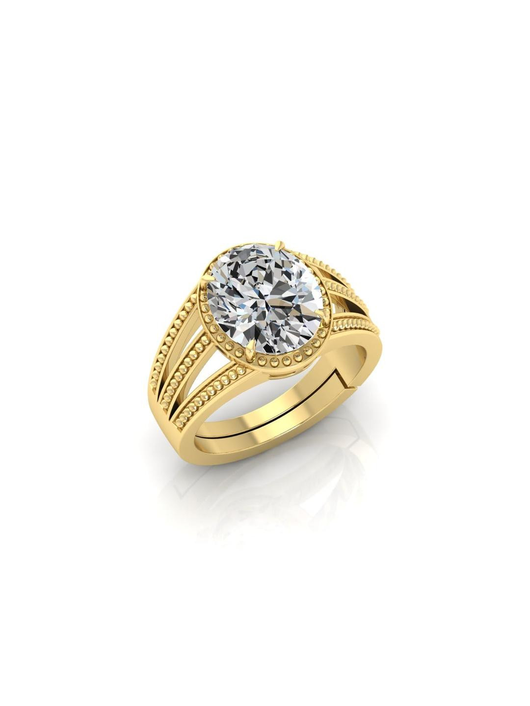 5.25 Ratti Zircon Stone Certified Gemstone Gold Plated | Adjustable Ring With Lab Certificate