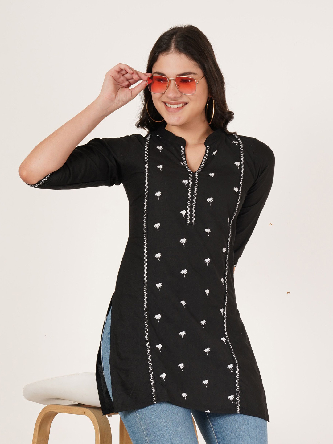 Ethic Glance Ethnic Motifs Embroidered Thread Work Kurti