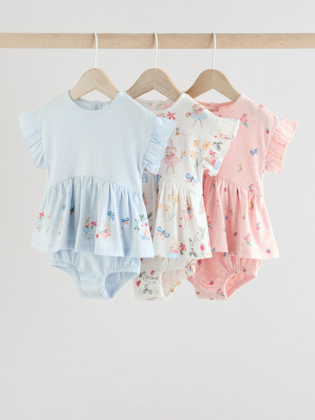 NEXT Set of 3 Infant Girls Pure Cotton Floral Print Layered Bodysuit