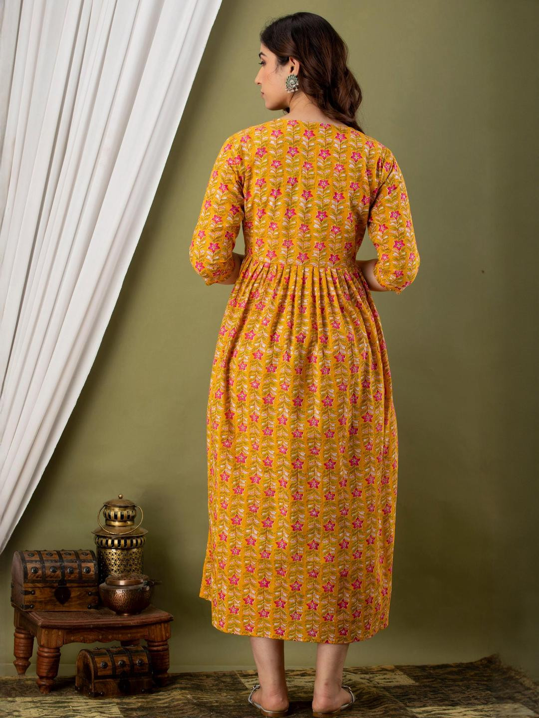 FASHION CLOUD Floral Printed Feeding Maternity Dress