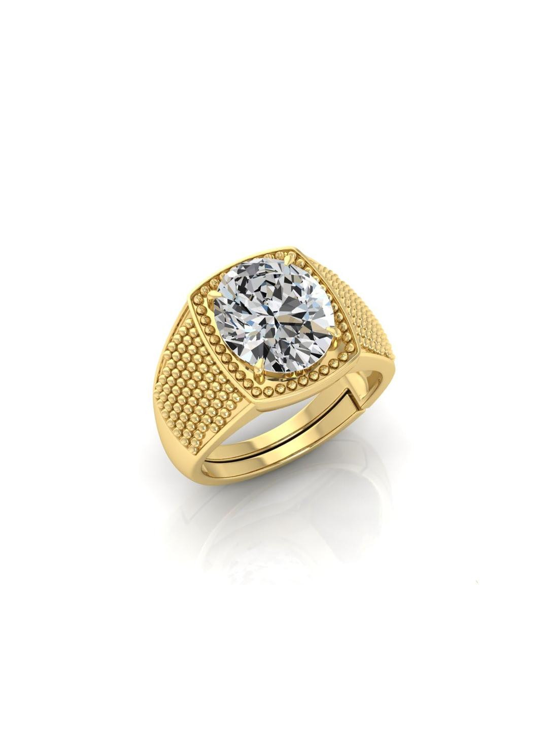 5.25 Ratti Zircon Stone Certified Gemstone Gold Plated | Adjustable Ring With Lab Certificate