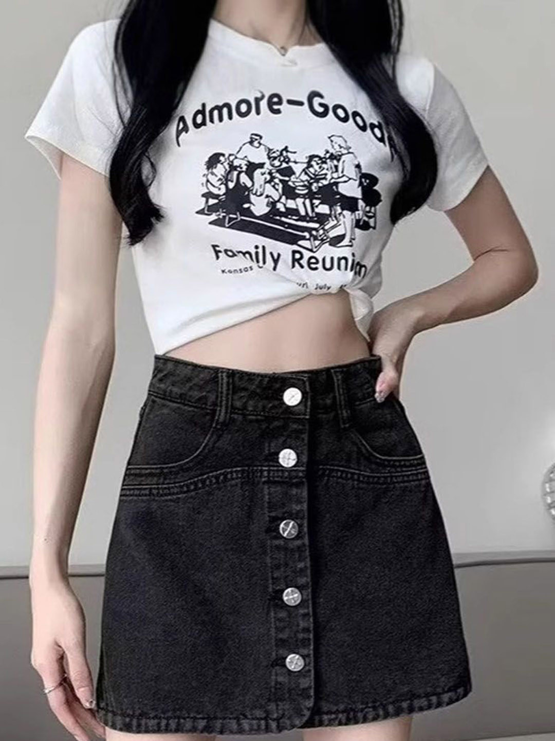 StyleCast Women Trendy Denim Straight Mini Skirt