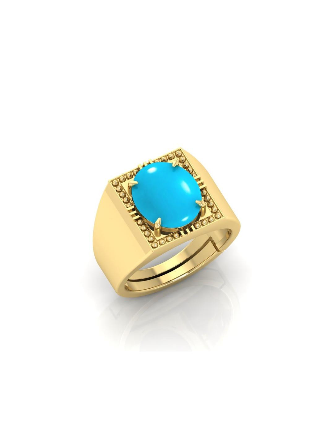 Todani Jems Unisex Turquoise Stone Gold Plated Adjustable Ring