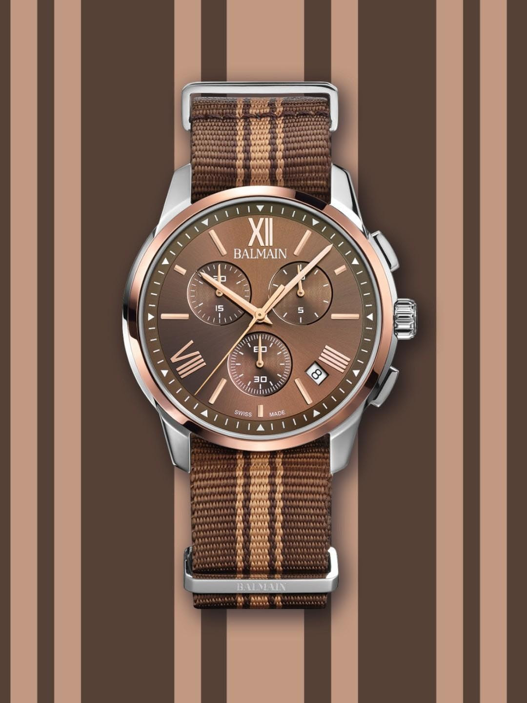 Balmain Chrono Gent Men Dial & Leather Straps Analogue Watch B74885252