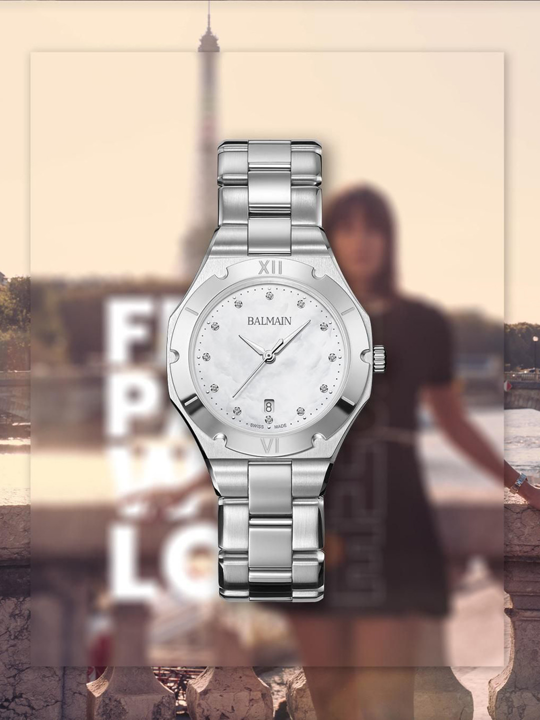 Balmain Women Embellished Dial & Stainless Steel Bracelet Style Straps Analogue Watch B49913386