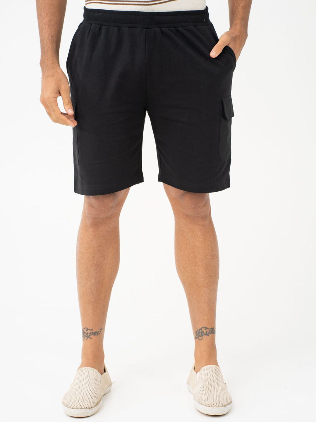 The Pant Project Dash Black Relaxed Fit Cargo Sweatshorts with Drawstring