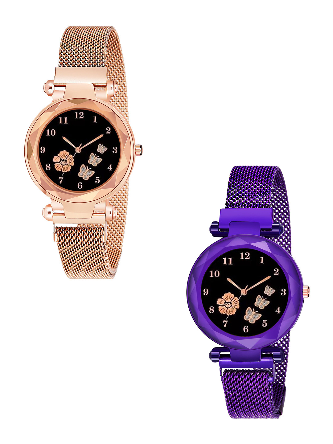 CERO Unisex Embellished Dial & Stainless Steel Bracelet Style Straps Analogue Multi Function Watch
