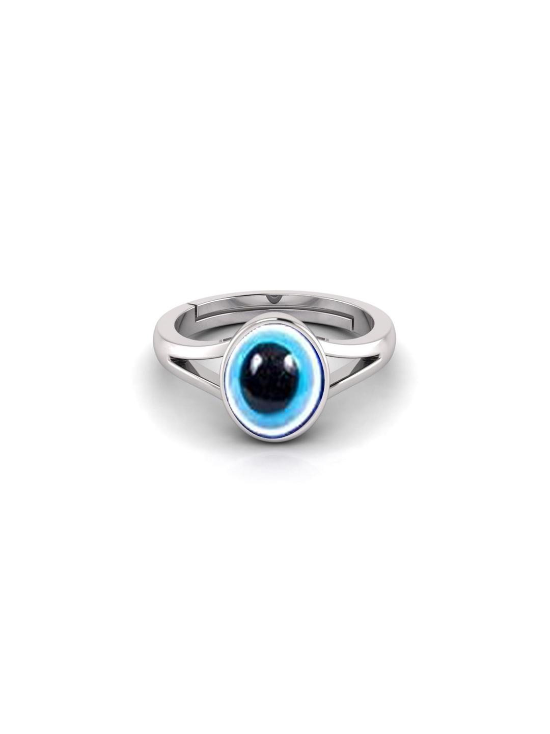 Blue Evil Eye Protection Sterling Silver Plated Finger Ring,Evil Eye Ring Adjustable Finger Ring