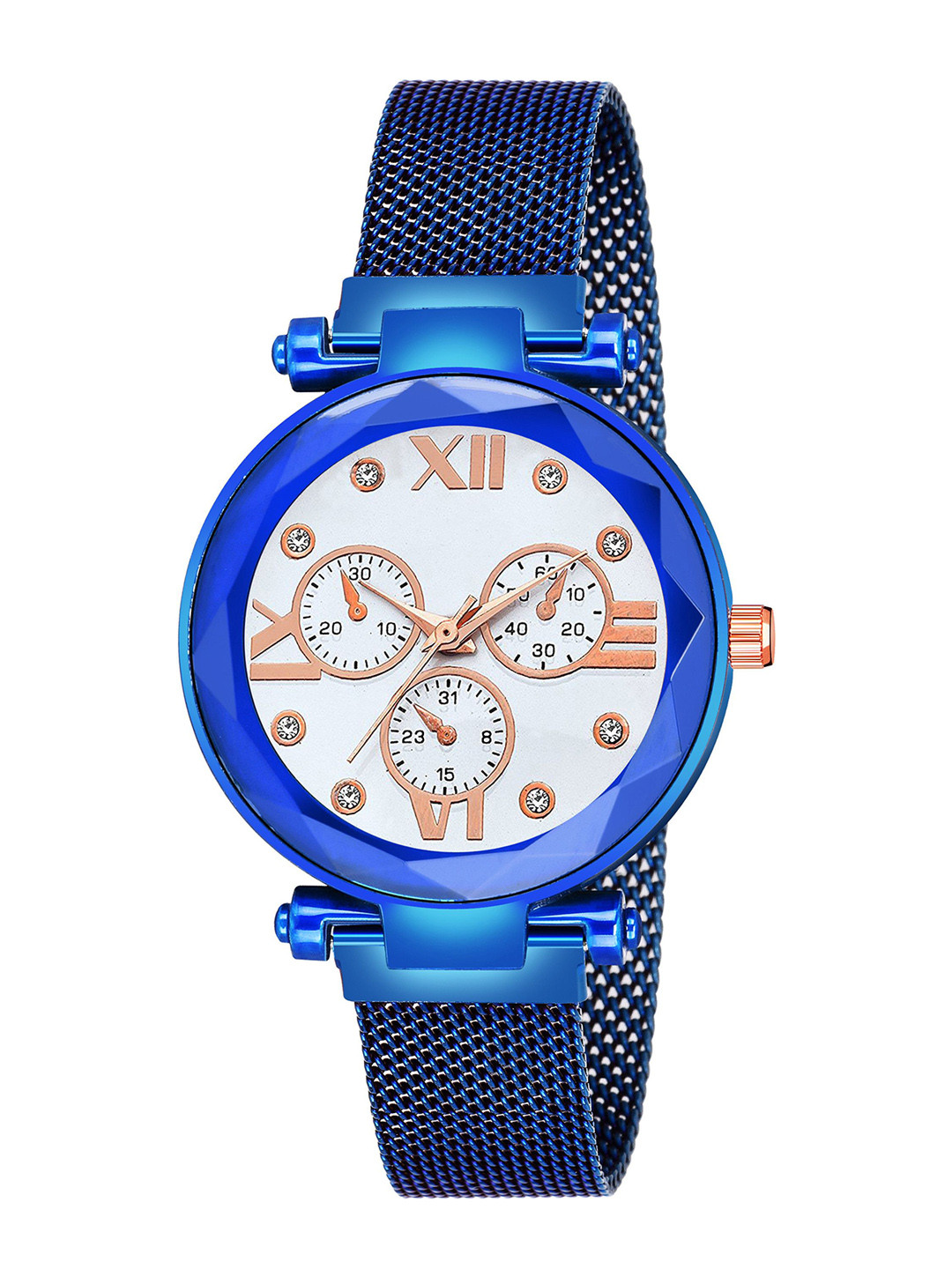 CSAMON Women Bracelet Style Straps Analogue Watch Mina White Dial Blue Maganet