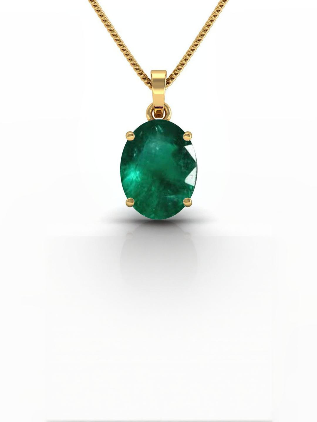 14.25 Ratti Natural Emerald Loose Gemstone Panna Gold Plated Pendant Locket for Men and Women
