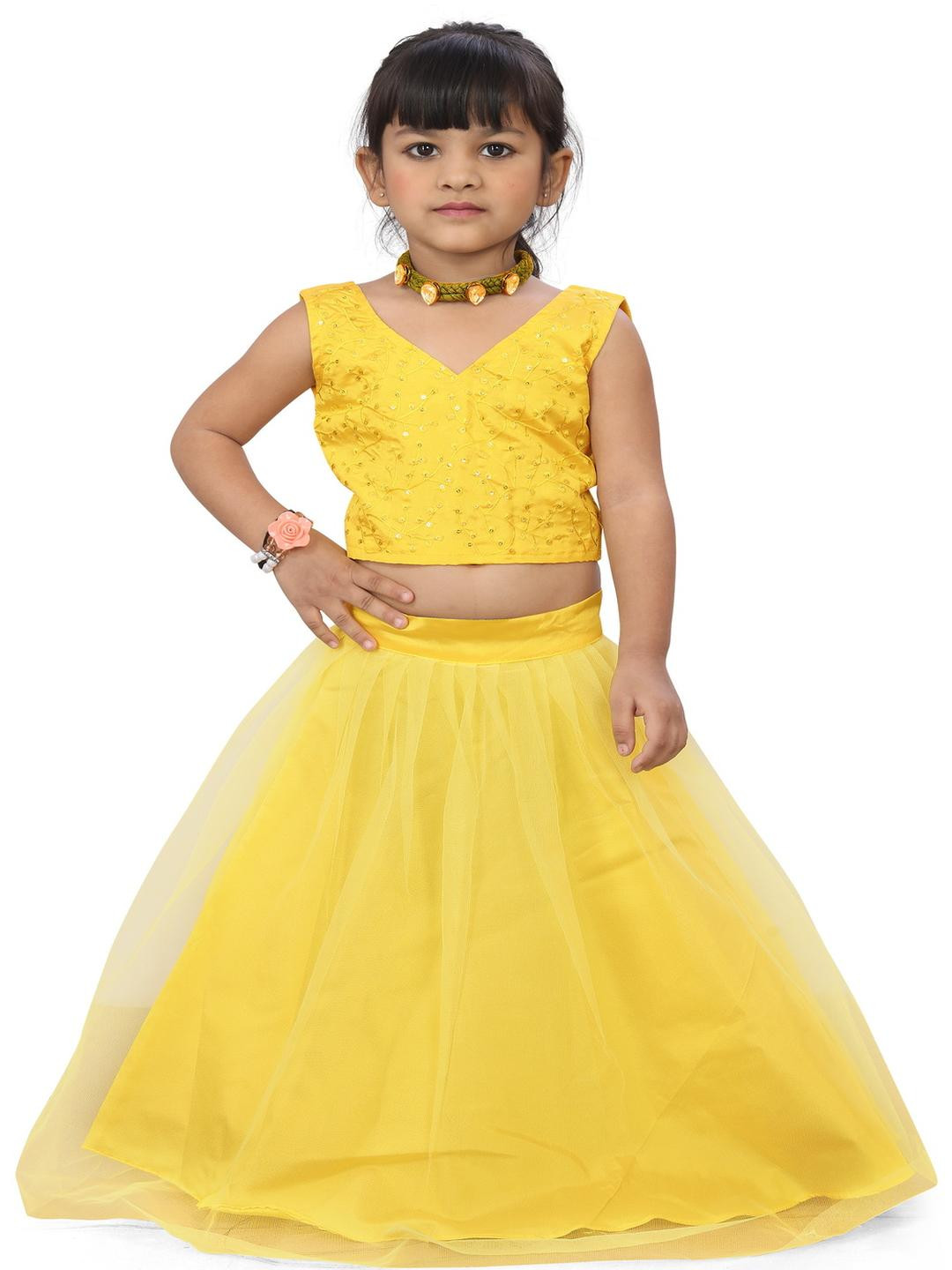 Tejam Girls Embroidered Sequinned Tie and Dye Ready to Wear Lehenga &