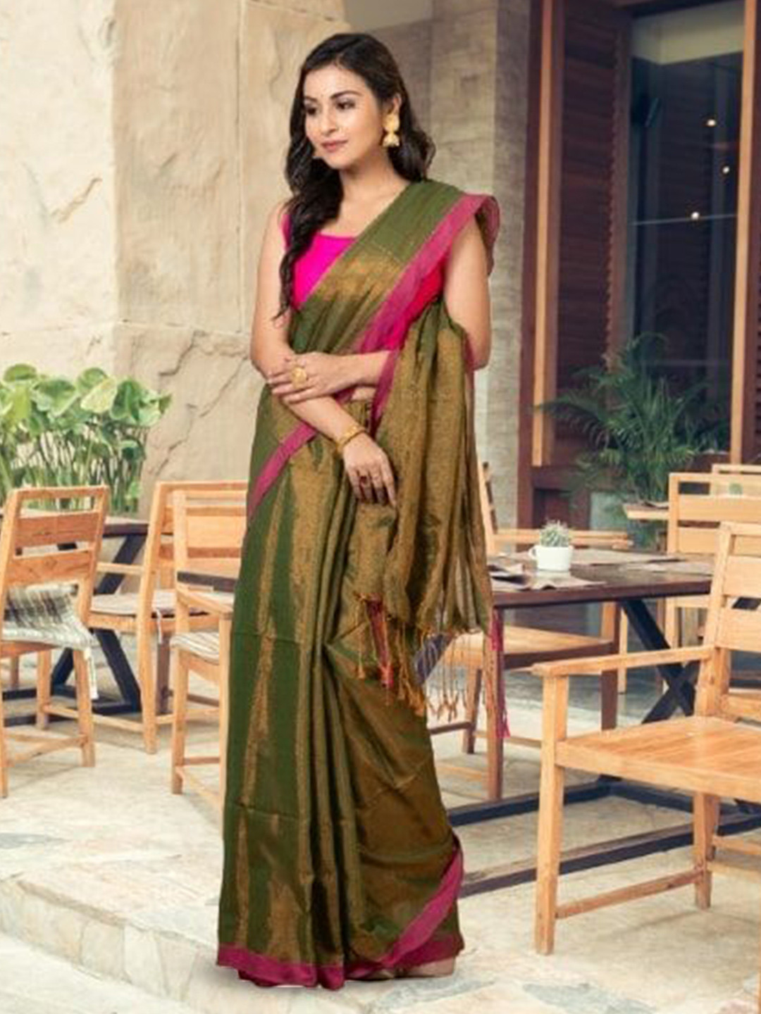 HOUSE OF ARLI Silk Cotton With Unstitched Blouse Piece Saree