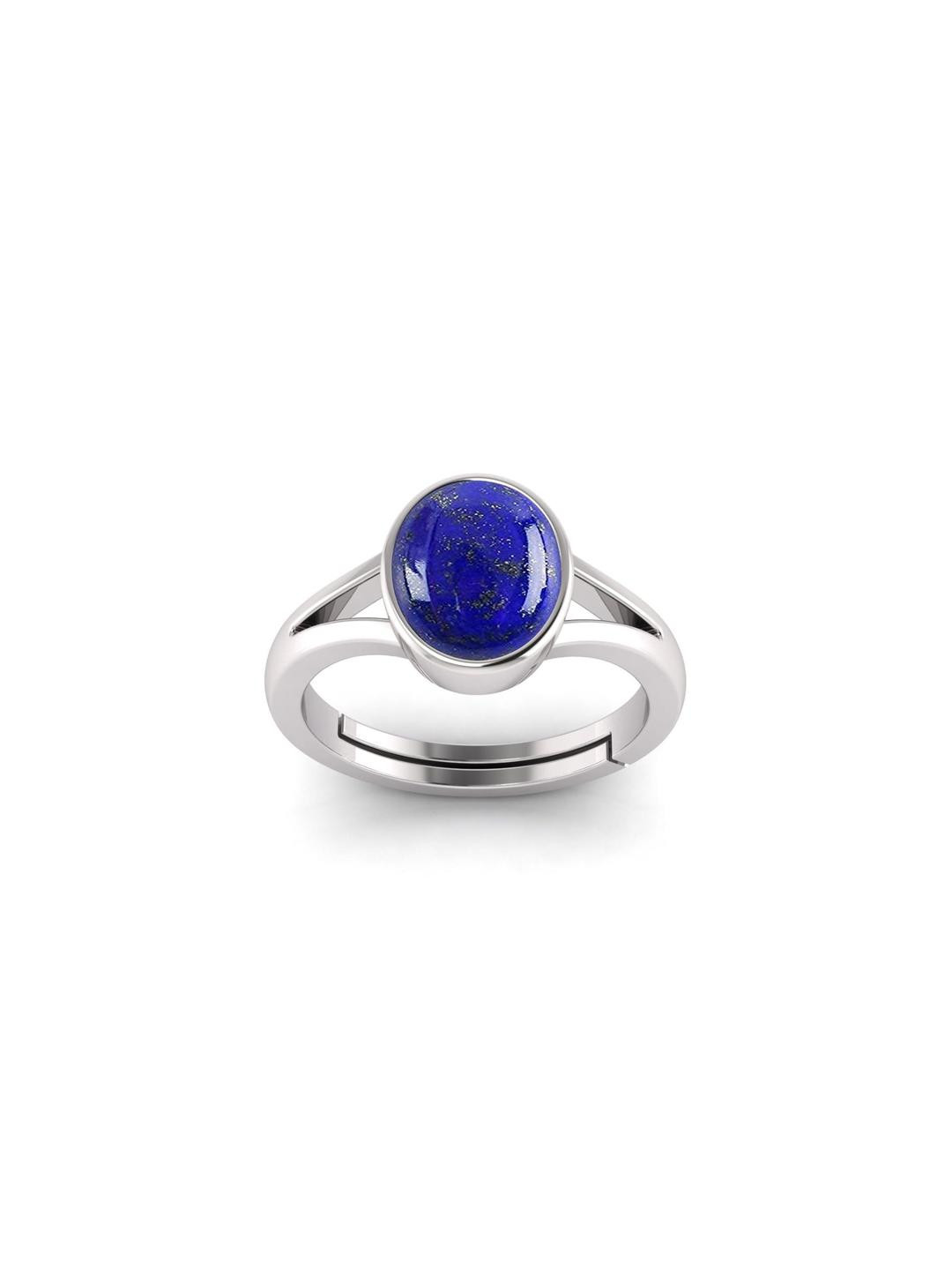 12.25 Ratti Silver Plated Adjustable Lapis Lazuli Lajwart Gemstone NaturalBirthstone Stone Ring