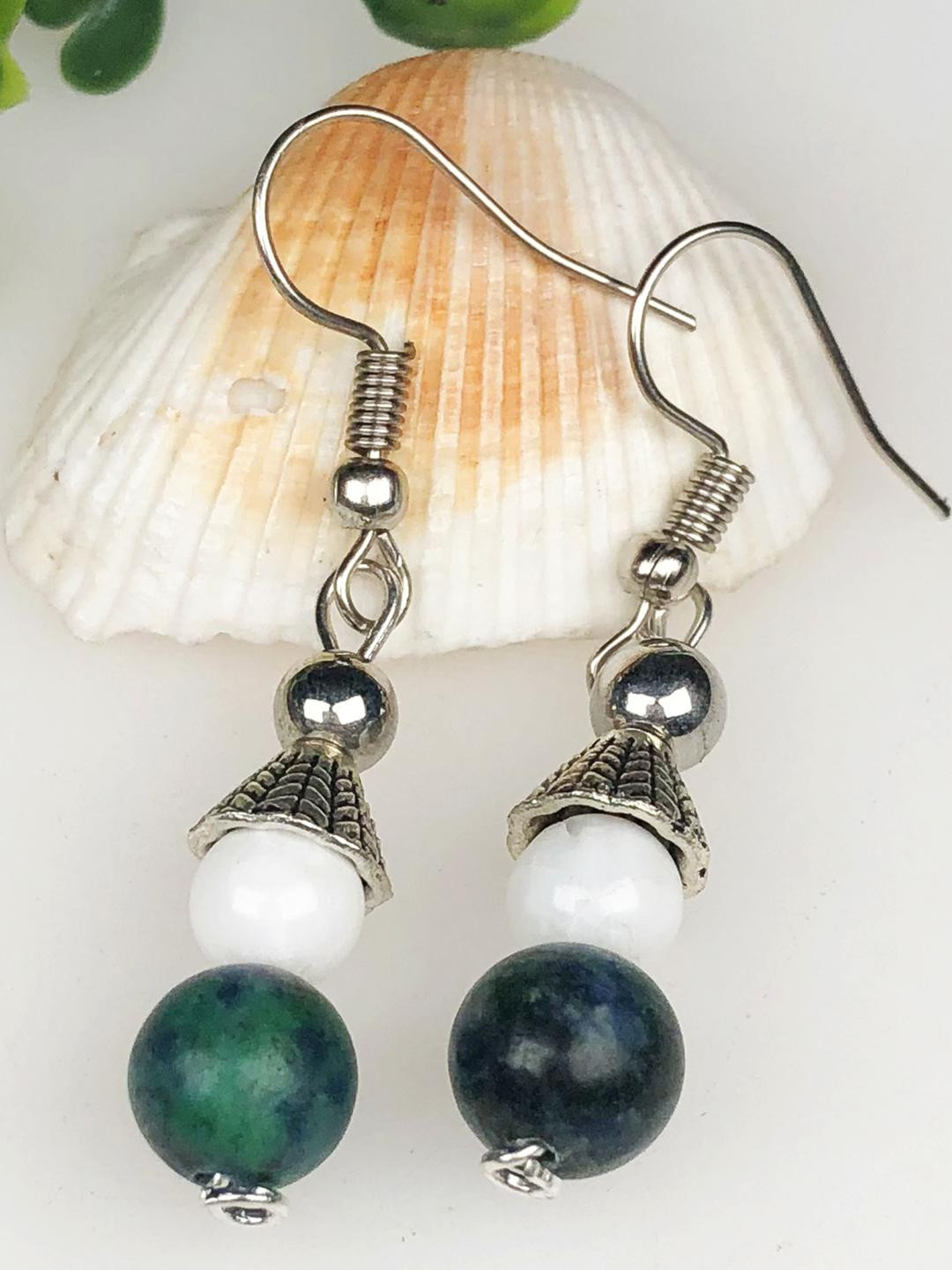 Handmade Gemstone Green Jasper And Agate Earrings For Women And G