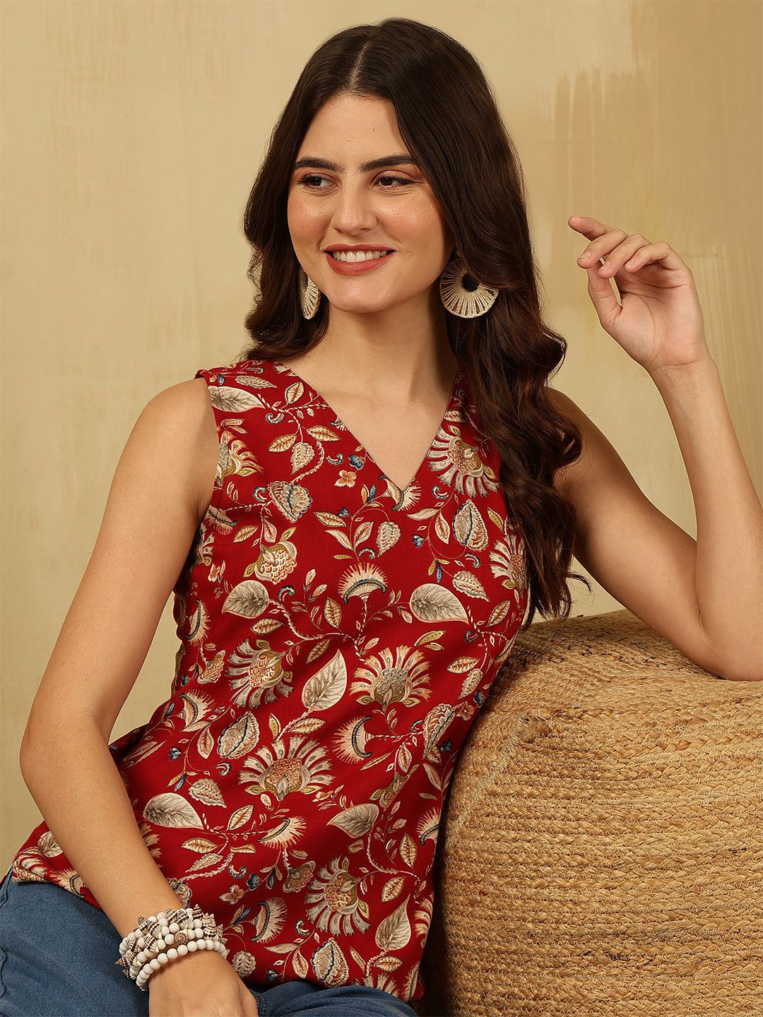 Anouk Rustic Floral Print Top