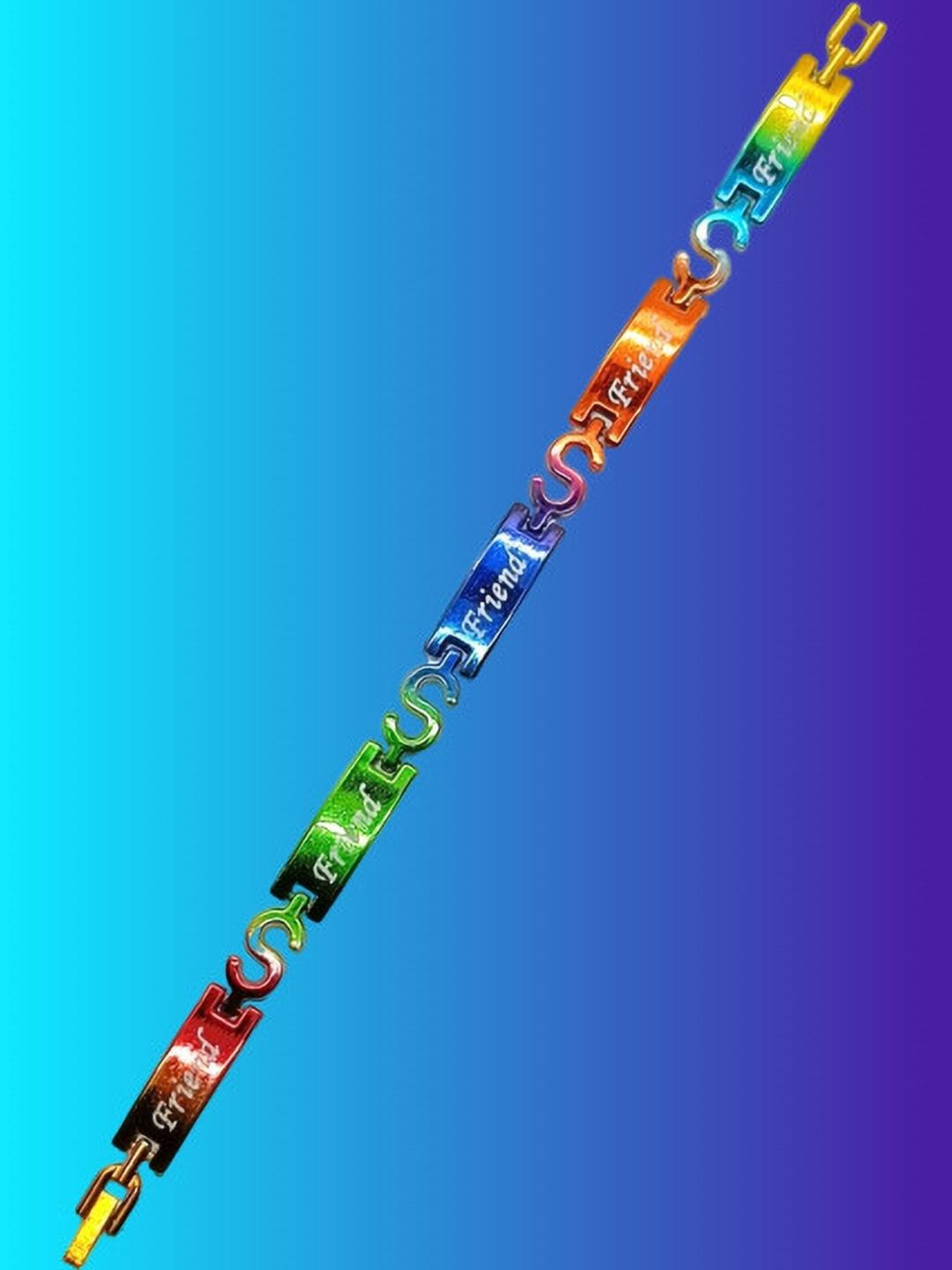 Dynamic Retail Global Men Multi Colored Stainless Steel Gold-Plated Ethnic Link Bracelet