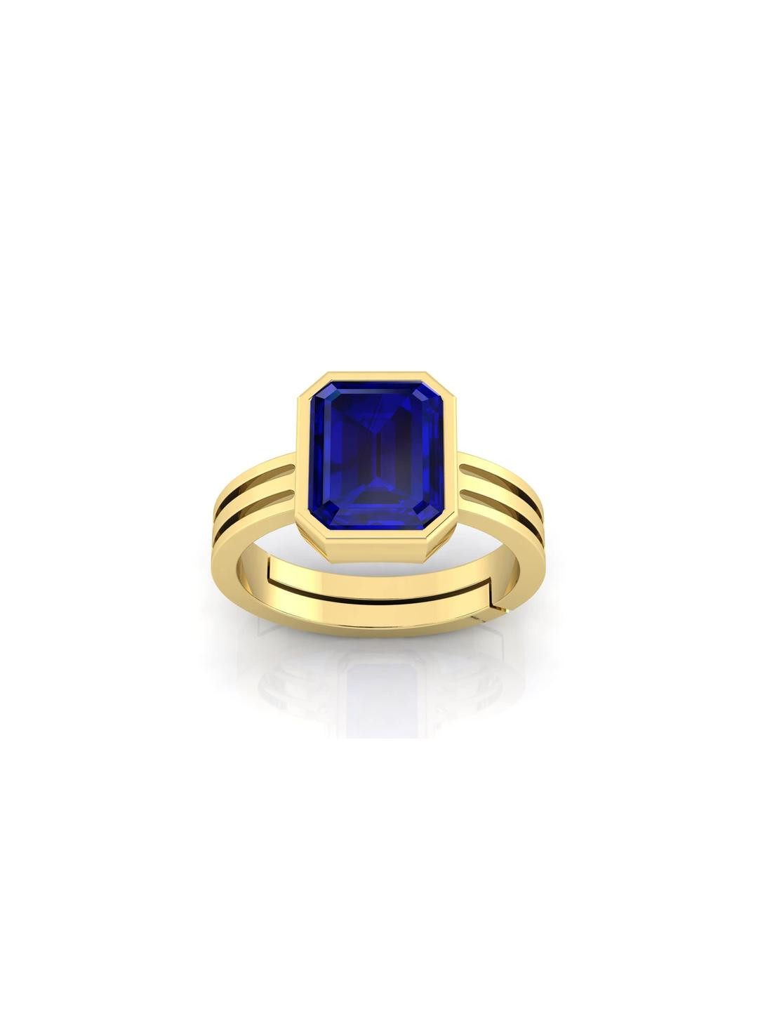 14.25 Ratti Certified Original Blue Sapphire Ring Panchdhatu Adjustable Neelam Ring