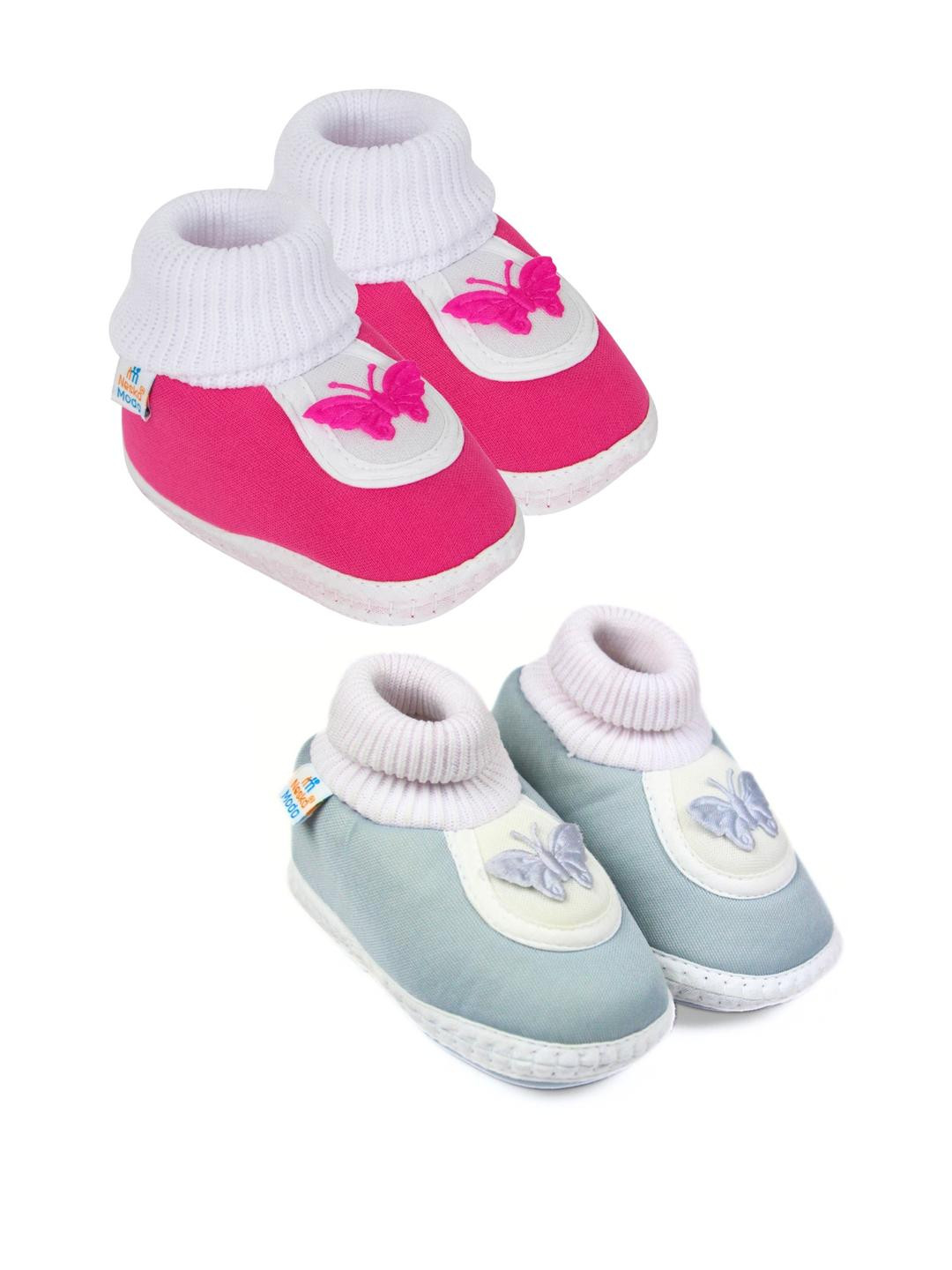 Neska Moda 6 To 12 Month 2 Pair Set Newborn Unisex Baby Skin Friendly Soft Cotton Butterfly Booties