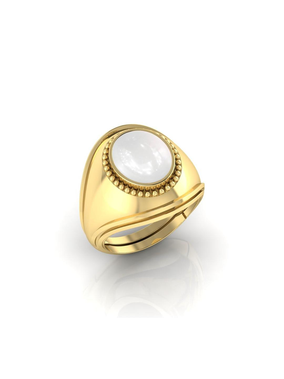 11.25 Ratti Moonstone Stone Certified Gemstone Gold Plated | Adjustable Ring With Lab Certificate