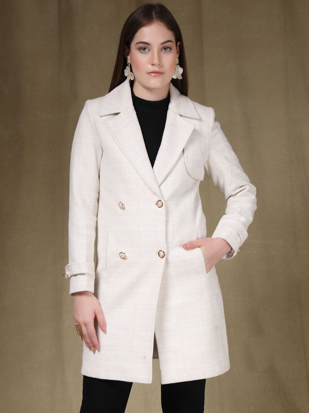 Juelle Women Longline Notch Lapel Collared Over Coat