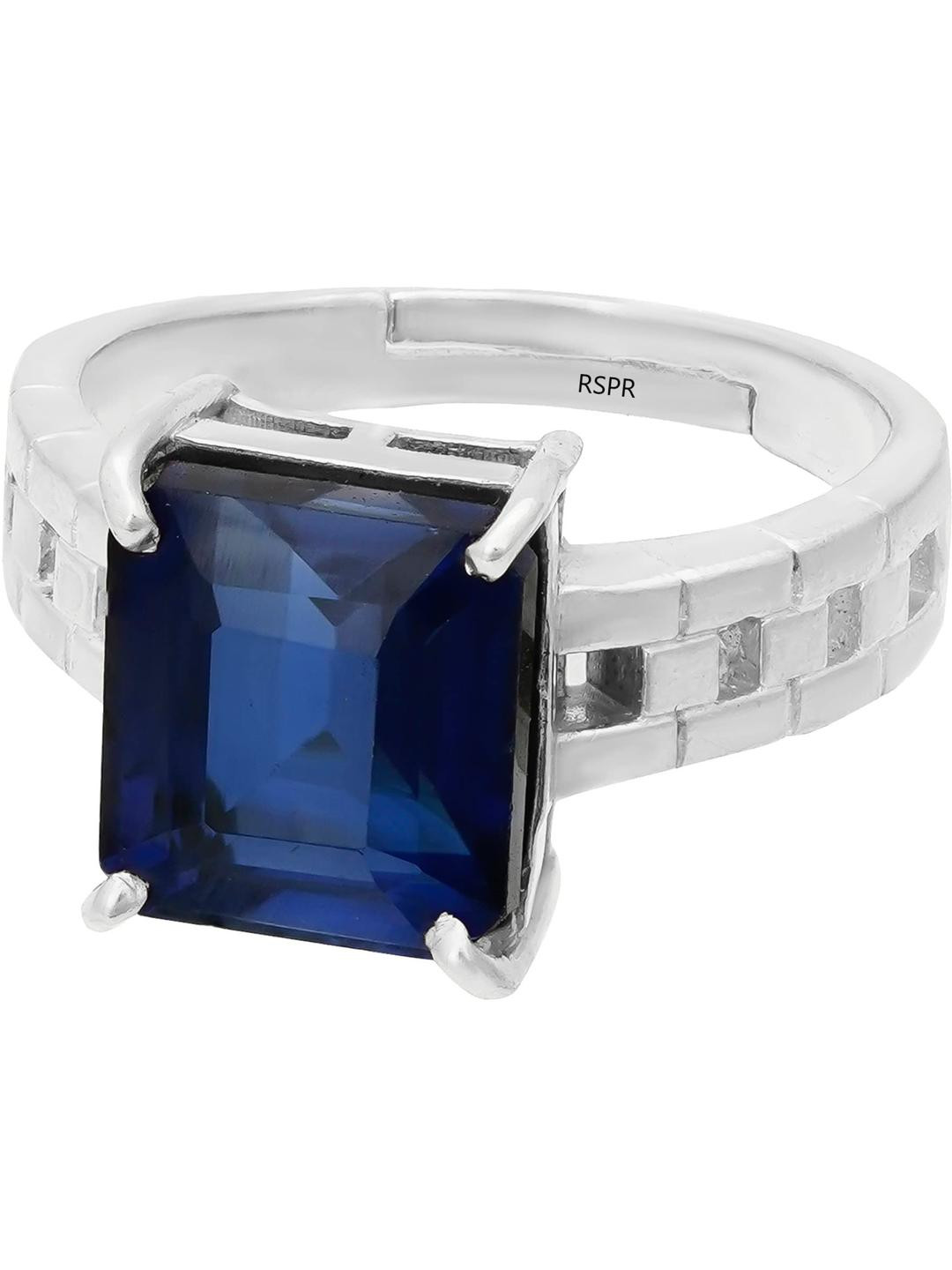 3.25 Ratti Neelam Blue Sapphire Silver Ring With Lab Certificate