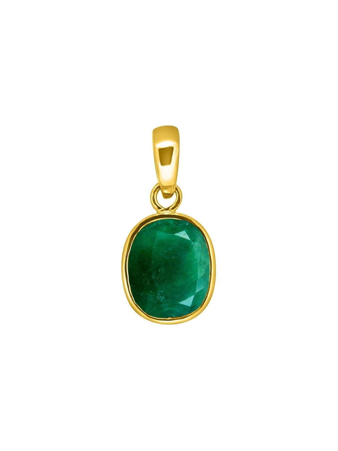 Todani Jems Gold-Plated Emerald Loose Gemstone Panna Oval Pendants