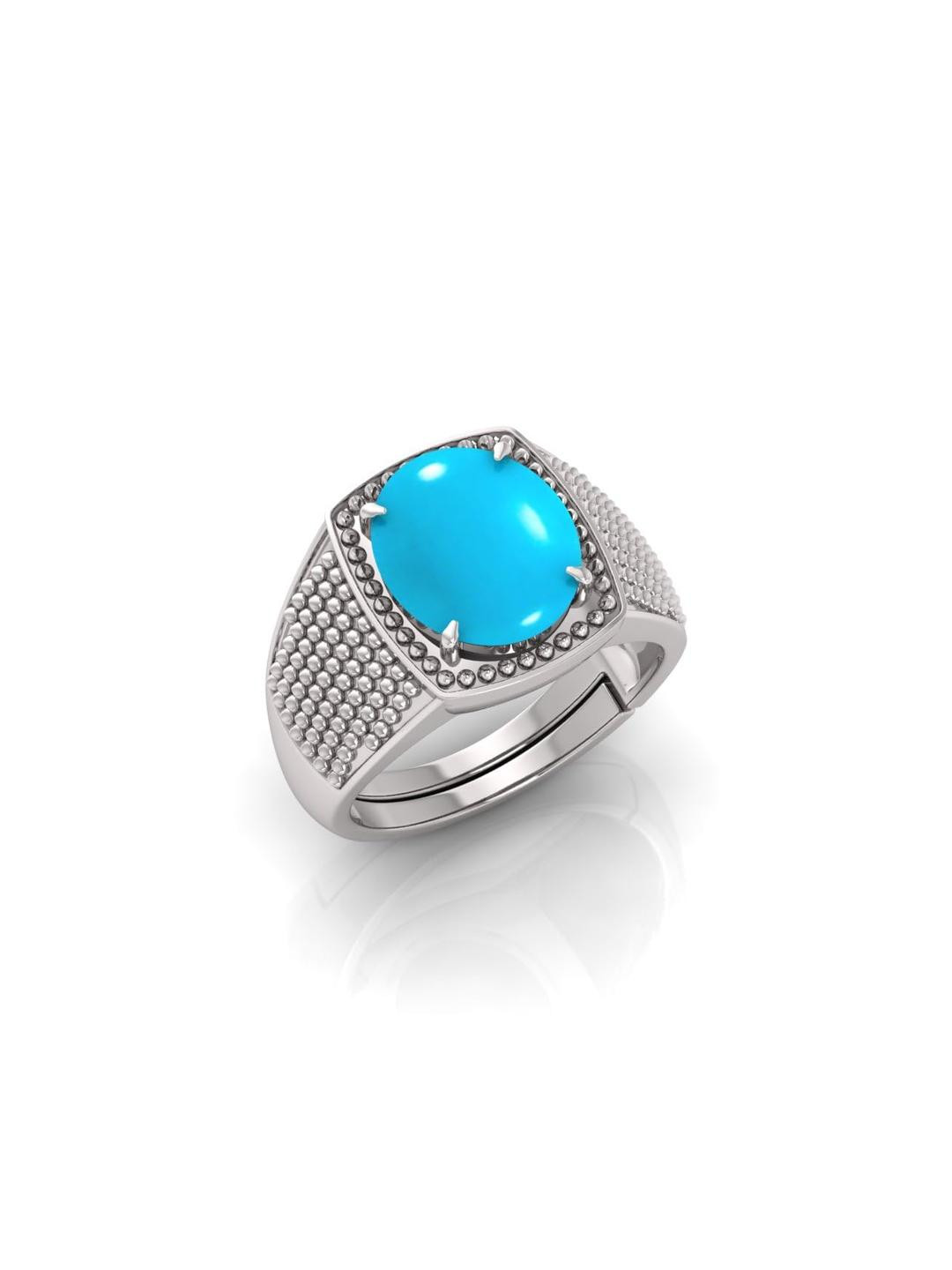 Todani Jems Silver Plated Turquoise Firoja Gemstone Ring