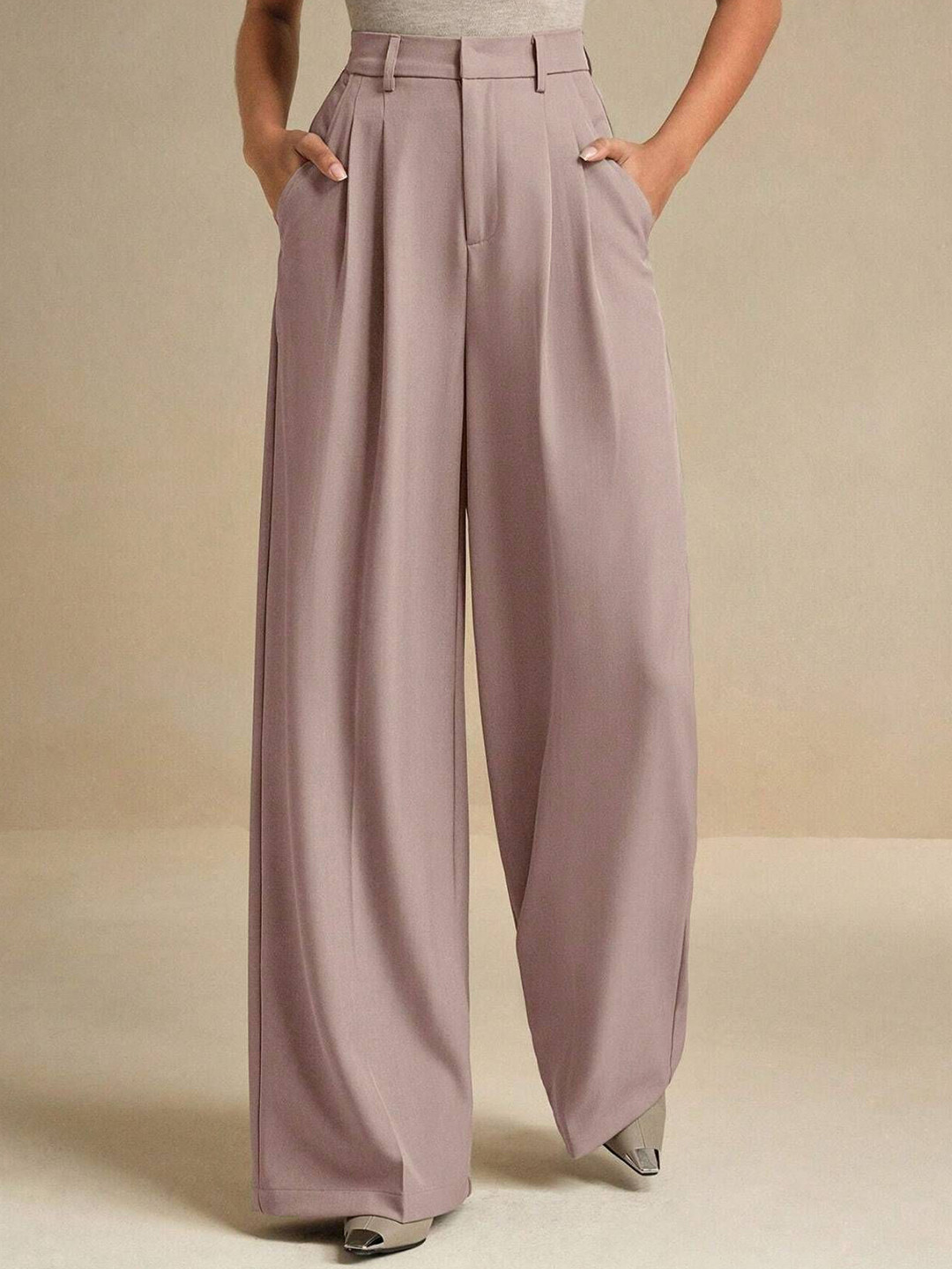 Kotty Women Relaxed Fit High-Rise Formal Trousers
