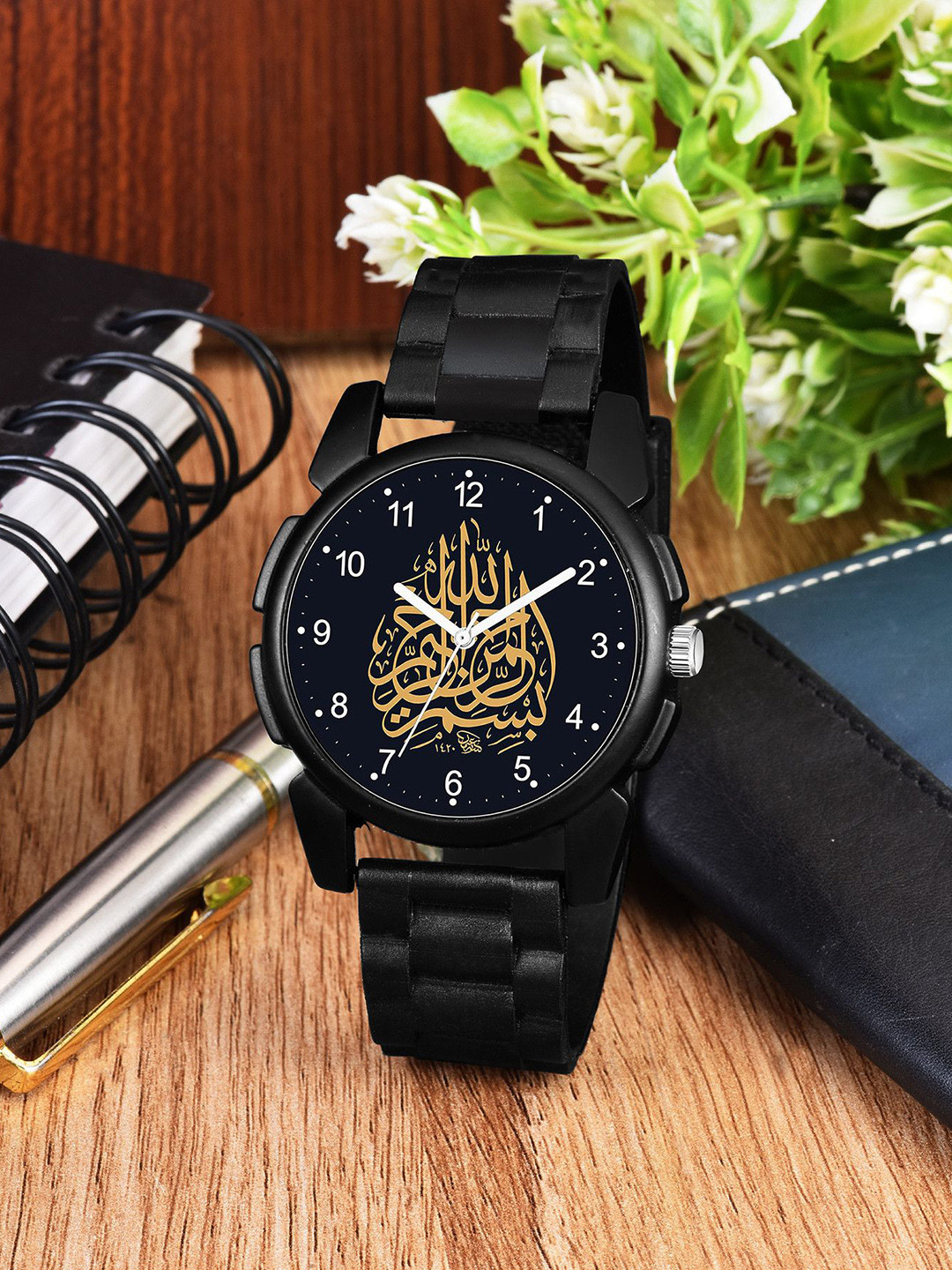 CSAMON Men Round Dial & Straps cWatch J16BLK Islamic NUM02 CD