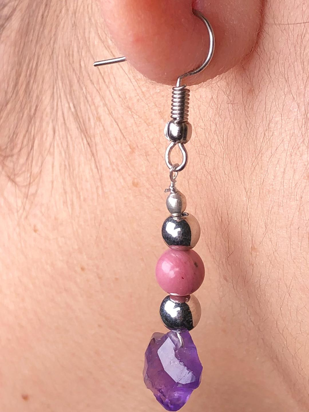 100 % Natural Gemstone Amethyst Rhodonite Ea