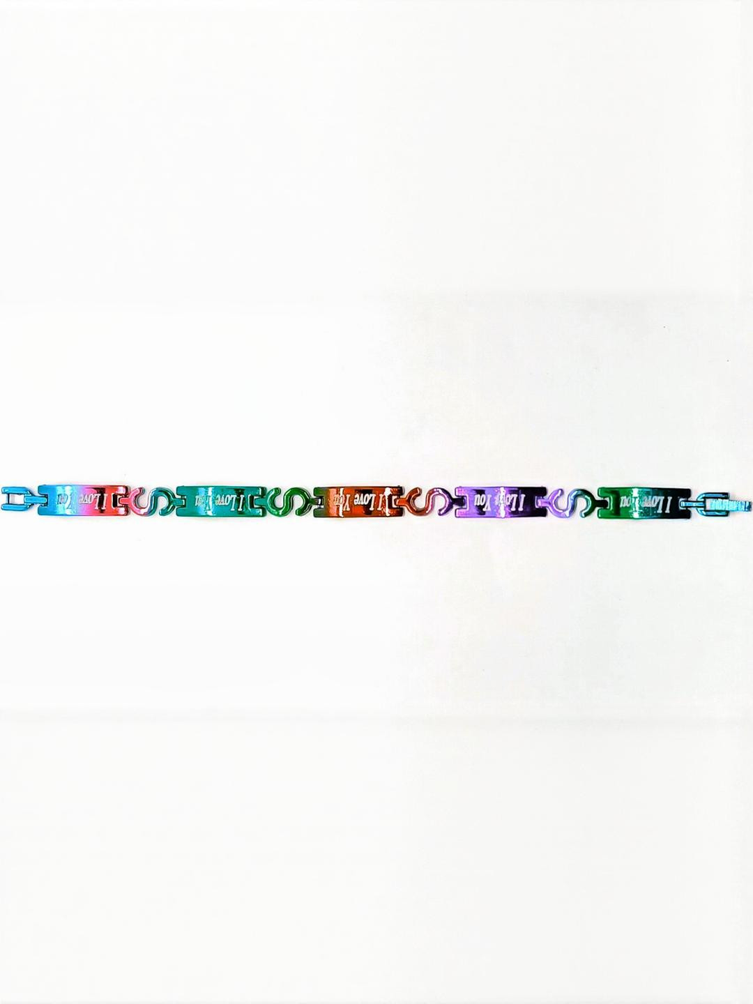 Dynamic Retail Global Men Multi Color Ethnic Gold-Plated Stainless Steel Link Bracelet