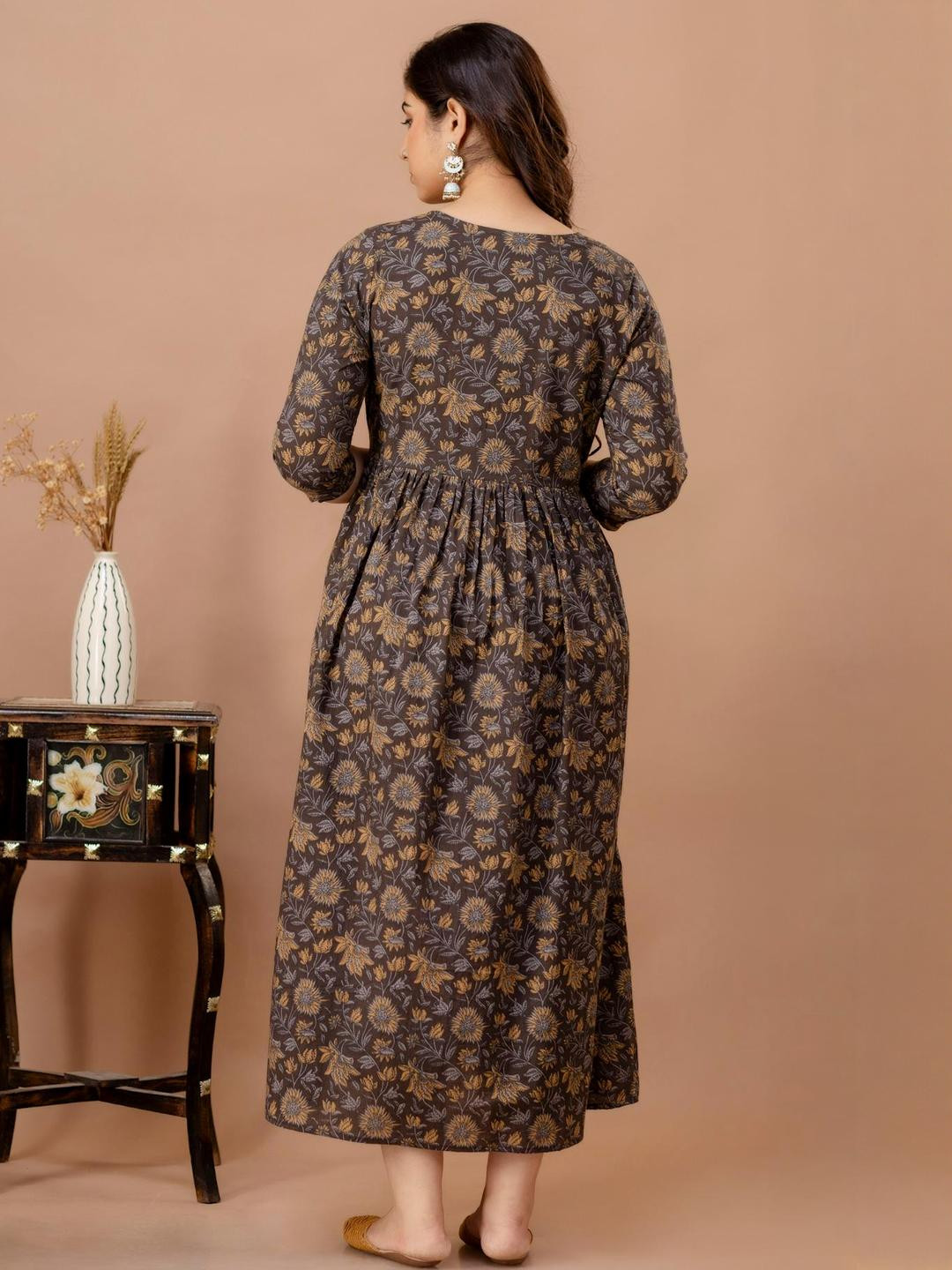 FASHION CLOUD Floral Printed Feeding Maternity Dress