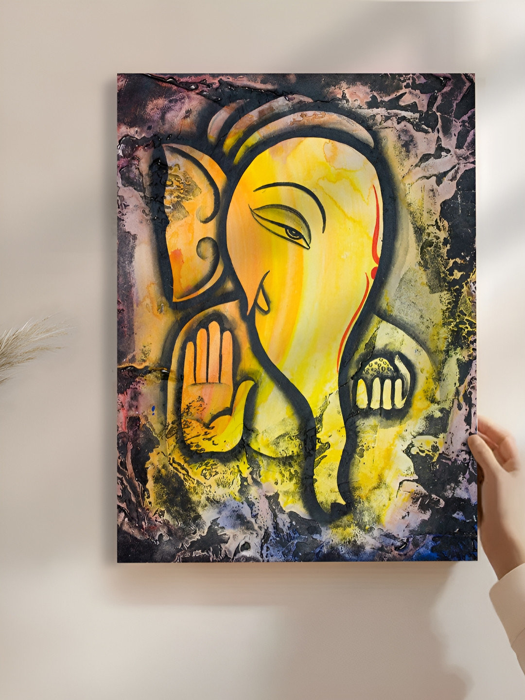 Myntra Elegant Homes Yellow & Brown Shri Ganesh Theme Wall Art