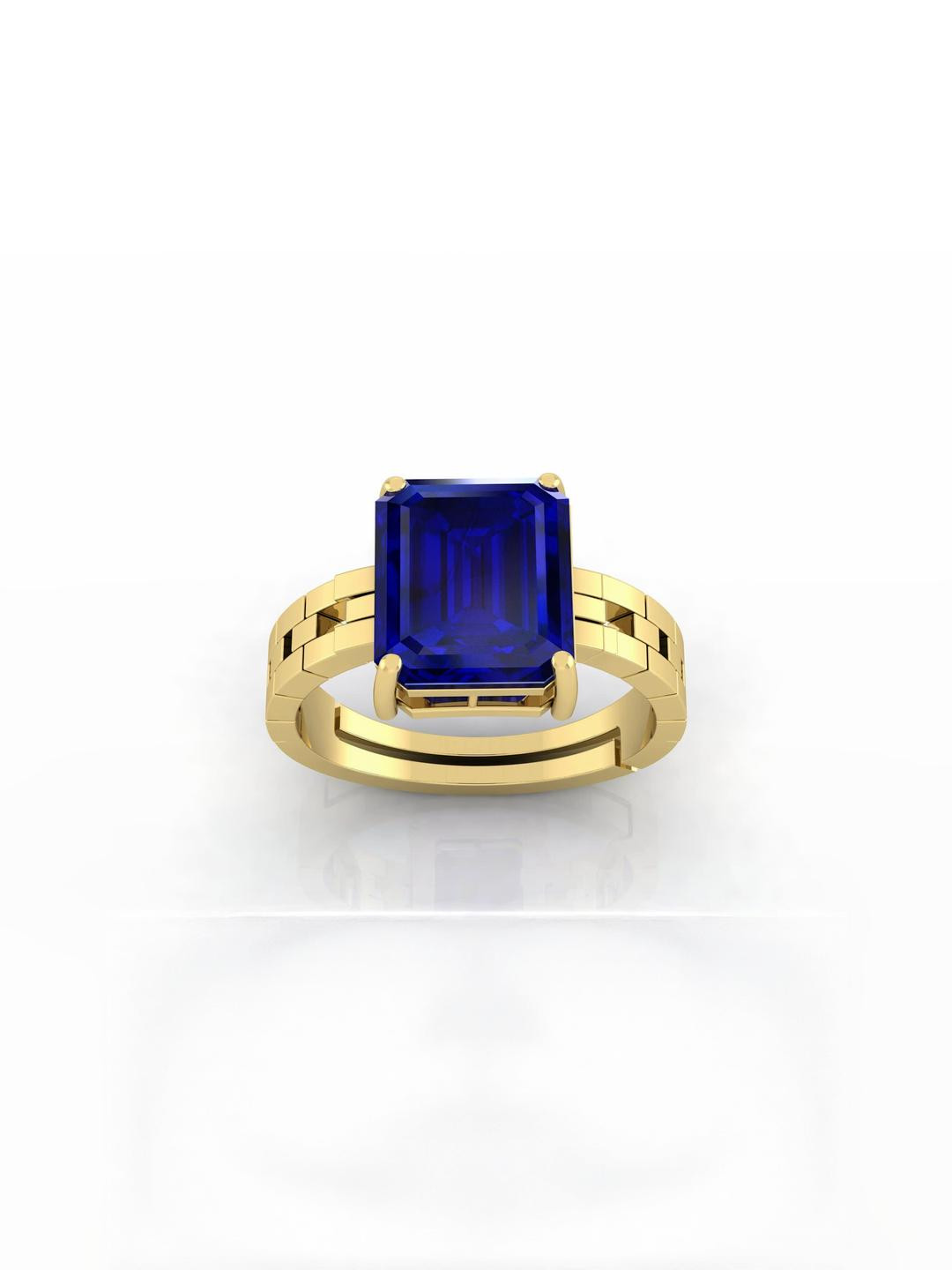 14.25 Ratti Certified Original Blue Sapphire Ring Panchdhatu Adjustable Neelam Ring