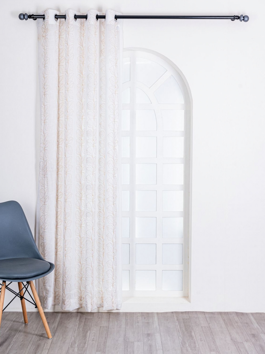 Parda Online Gold-Toned Self Design Sheer Door Curtain