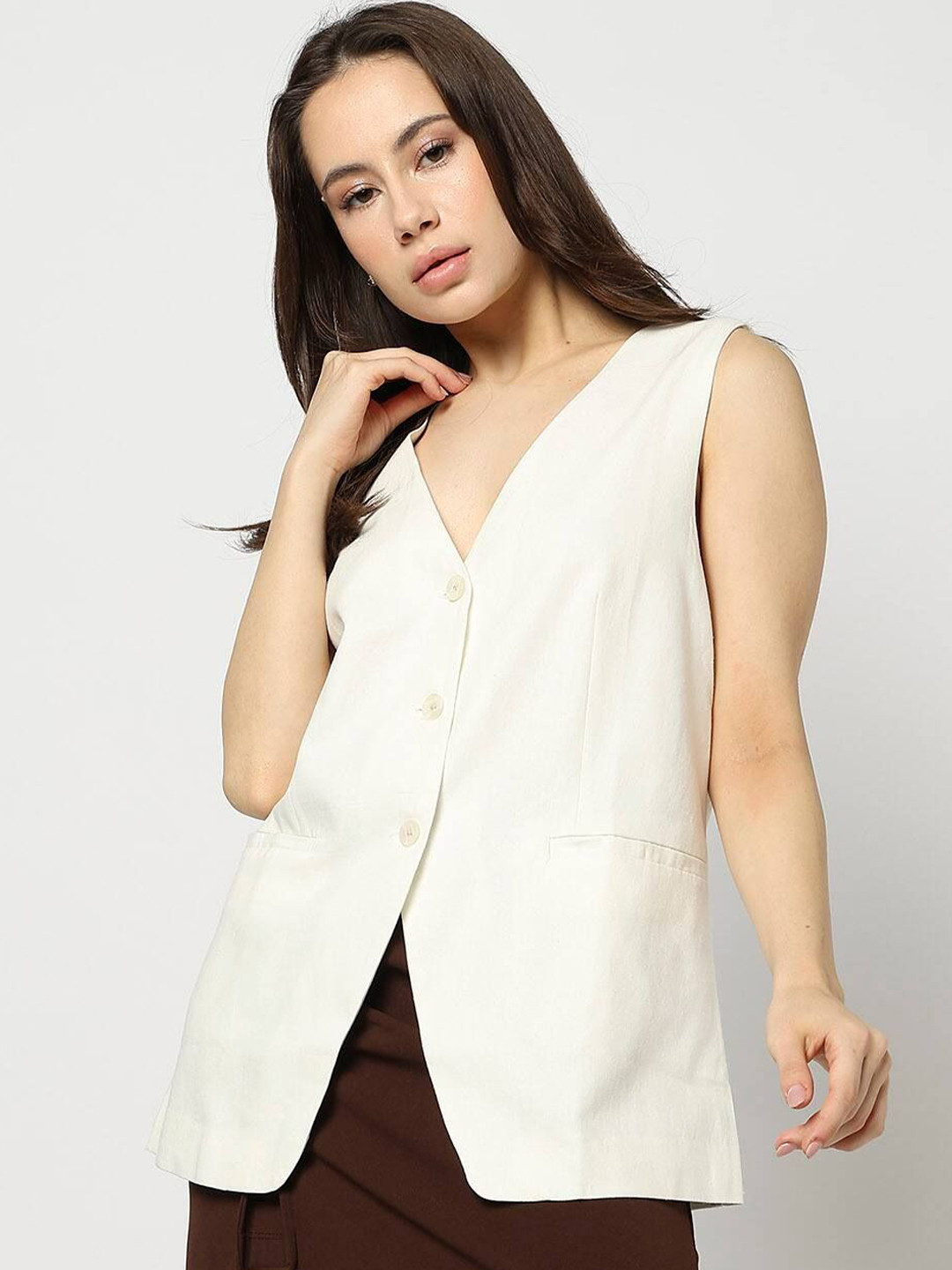 GAP Women V-Neck Sleeveless Top