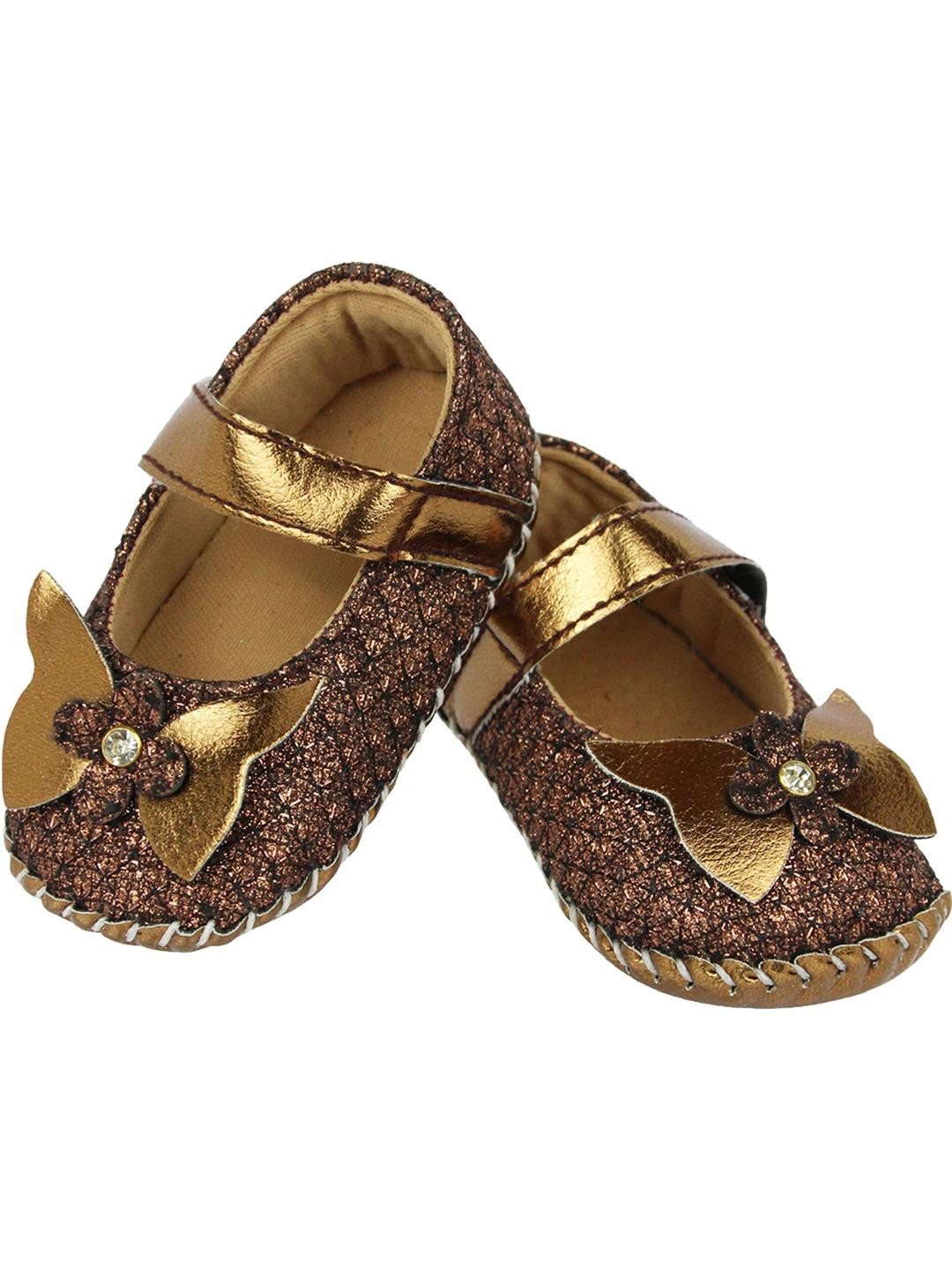 Neska Moda 6 To 12 Months Baby Girls Belly Shoe Fancy Partywear Floral Soft Velcro Sandal Booties