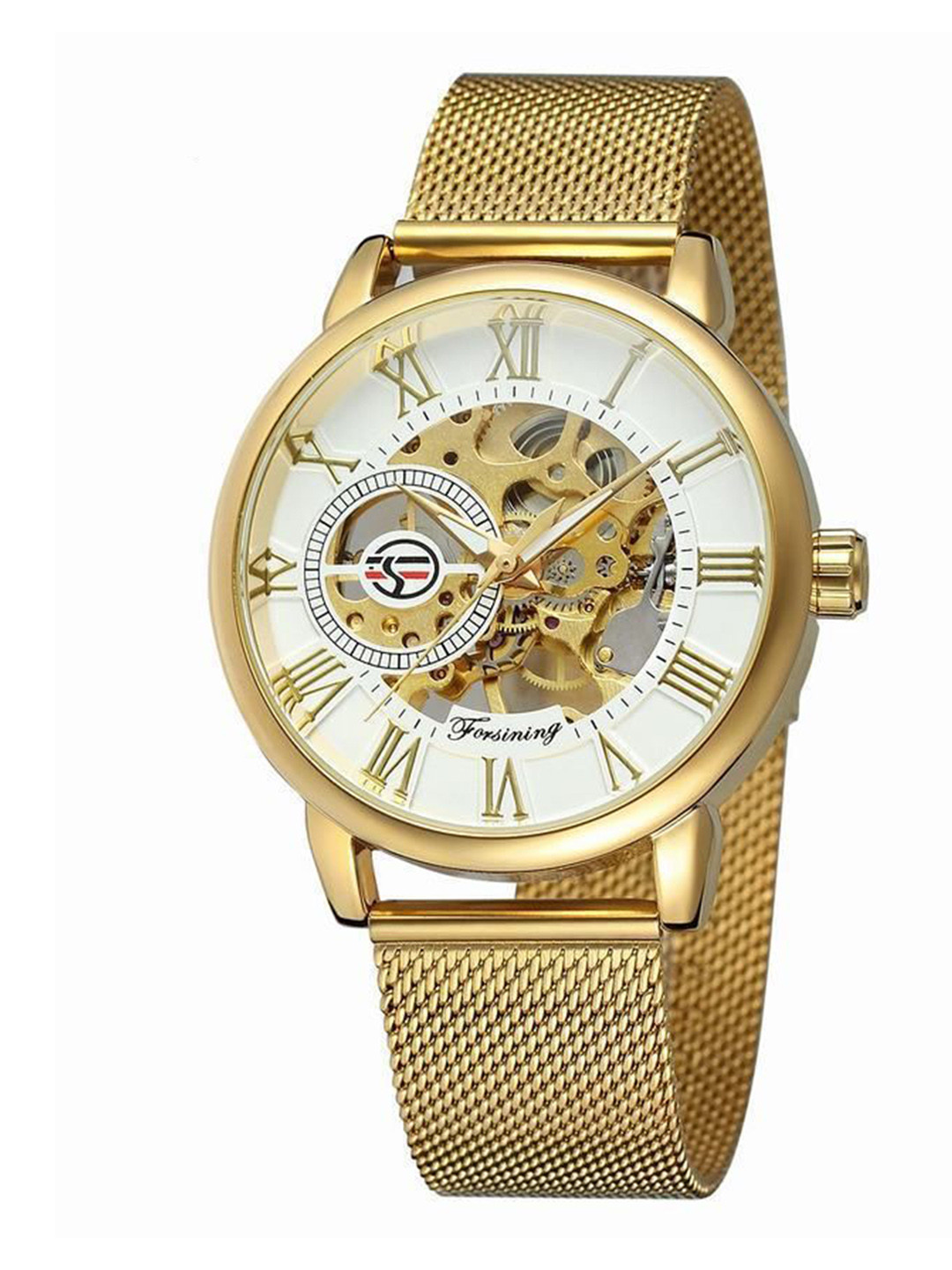 FORSINING Men Skeleton Mechanical Watch - Steampunk Style, Transparent Dial Wristwatch